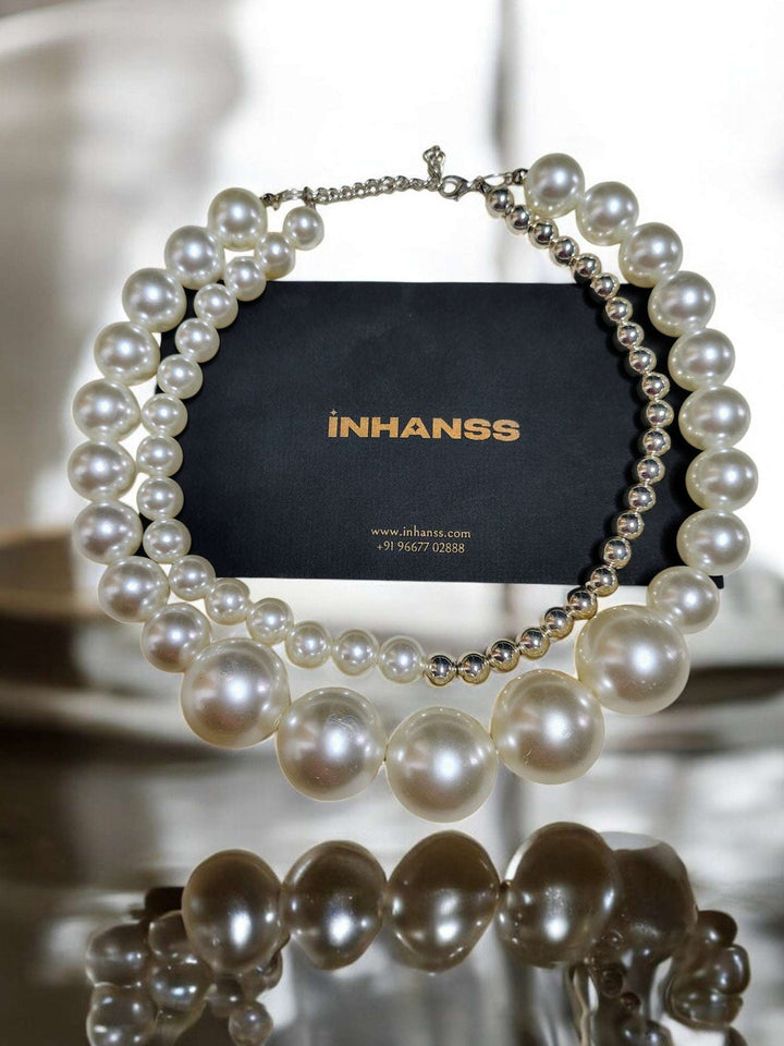Luxe Aurora - Statement Pearl Layers Necklace - Handmade