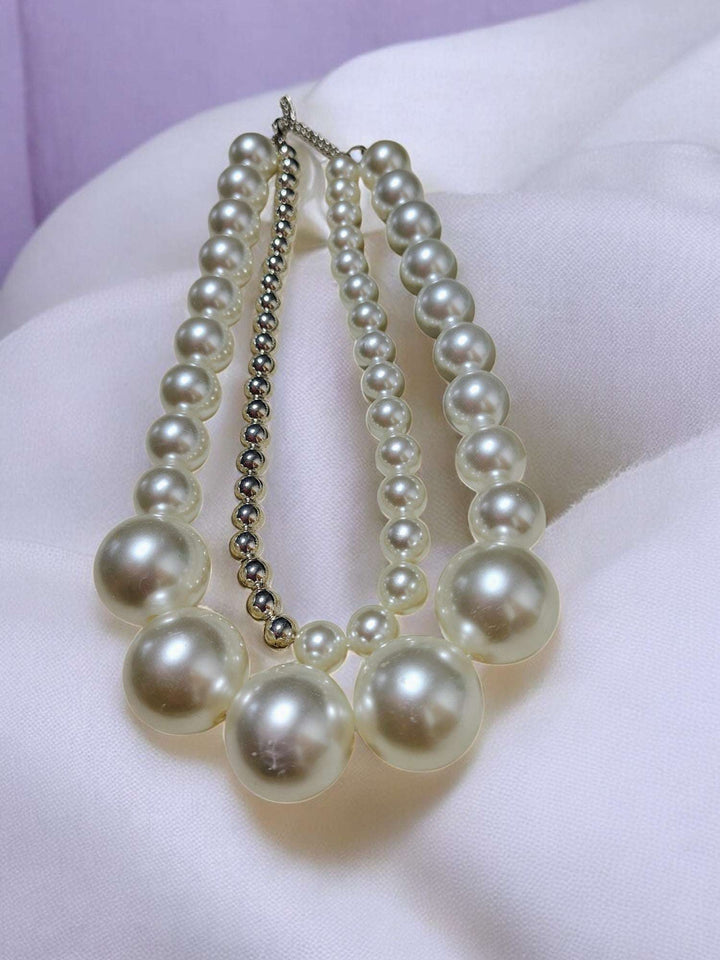 Luxe Aurora - Statement Pearl Layers Necklace - Handmade