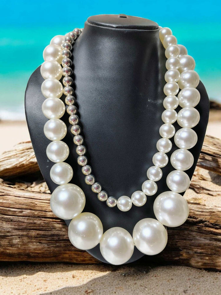 Luxe Aurora - Statement Pearl Layers Necklace - Handmade