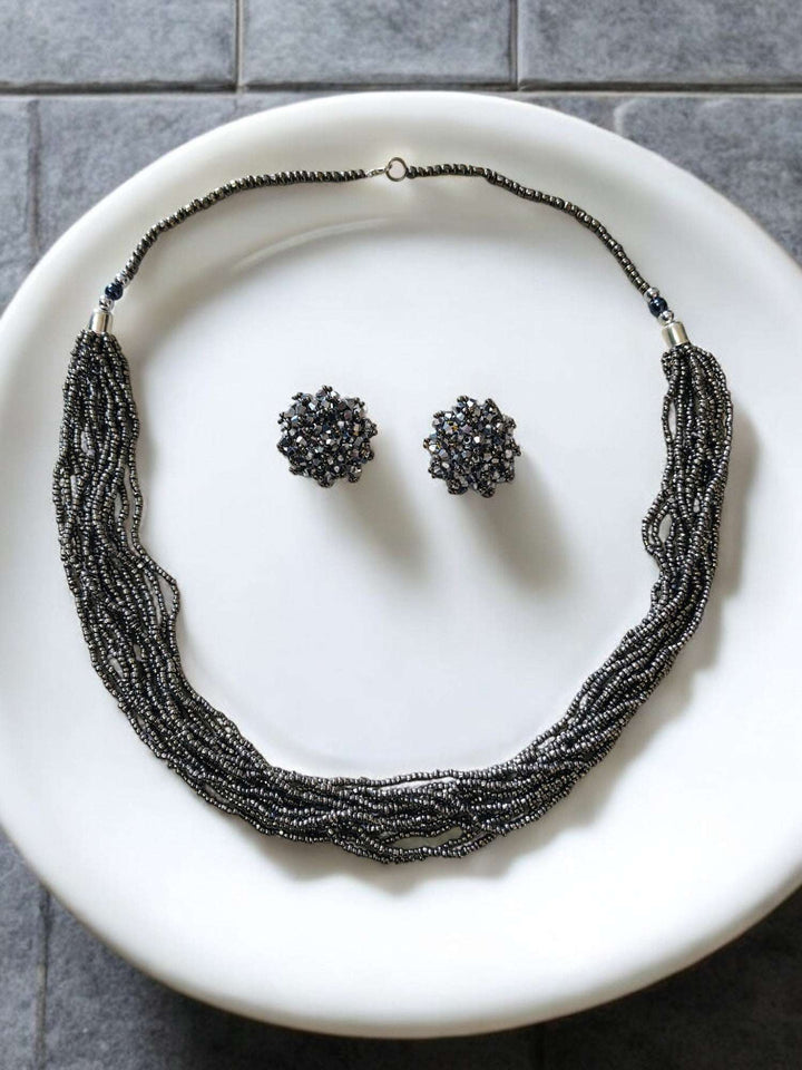 Handmade 12 Layered Long Beaded Necklace & Set - 5 Colours Available