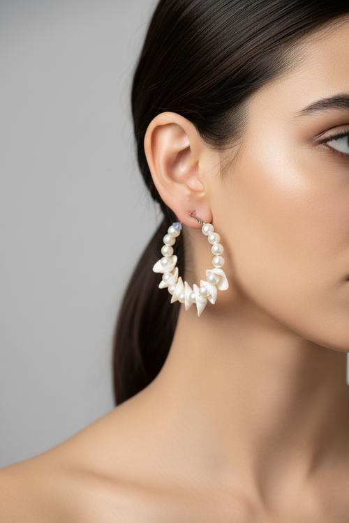 Shell Chic Pearl Hoops