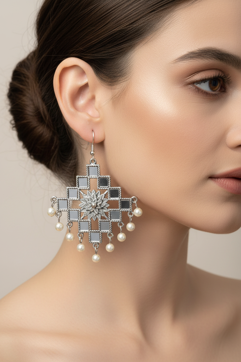 Celestial Lattice Drop Earrings