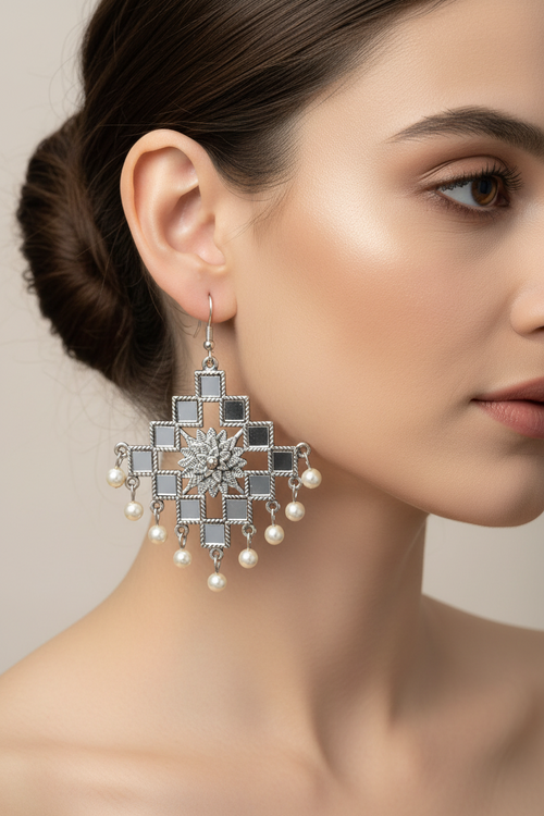 Celestial Lattice Drop Earrings
