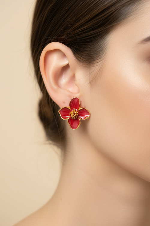 Anti Tarnish Blush Bloom Metal Stud Earrings