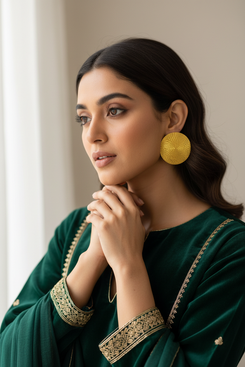 Spiral Gold Toned Statement Earrings - Anti Tarish
