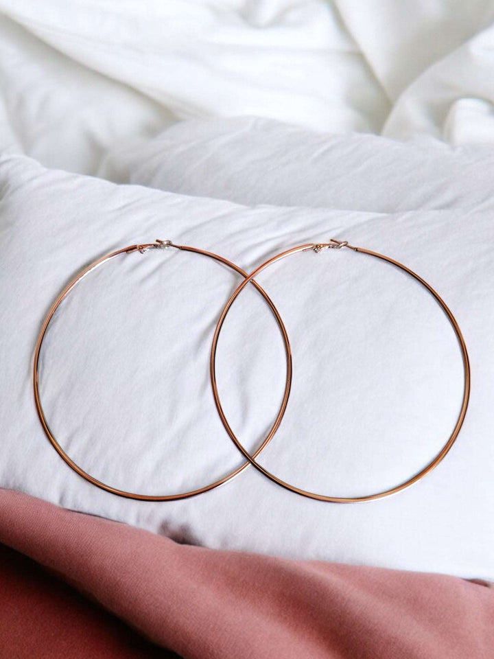 Oversized Lustrous Orbit Stainless Steel Anti Tarnish Statement Hoop Earrings