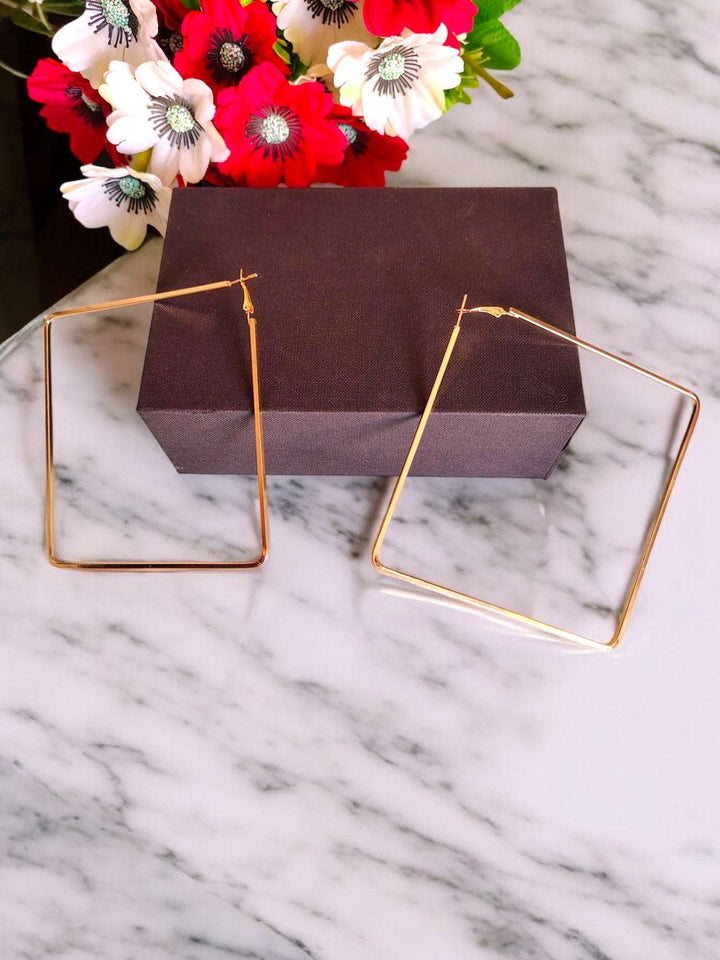 Oversized Sqaure Silver Chic Stainless Steel Statement Earrings
