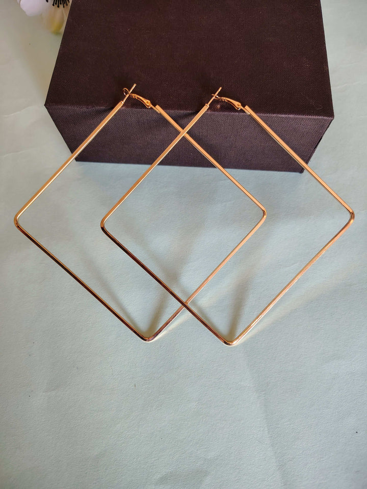 Oversized Sqaure Silver Chic Stainless Steel Statement Earrings