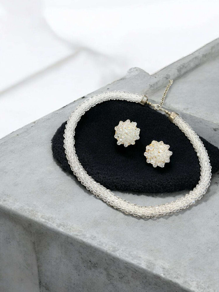 Chhoti Si Chamak – Crystal Necklace with Small Statement Studs (Available in 4 colors – Adjustable, Everyday Glam)