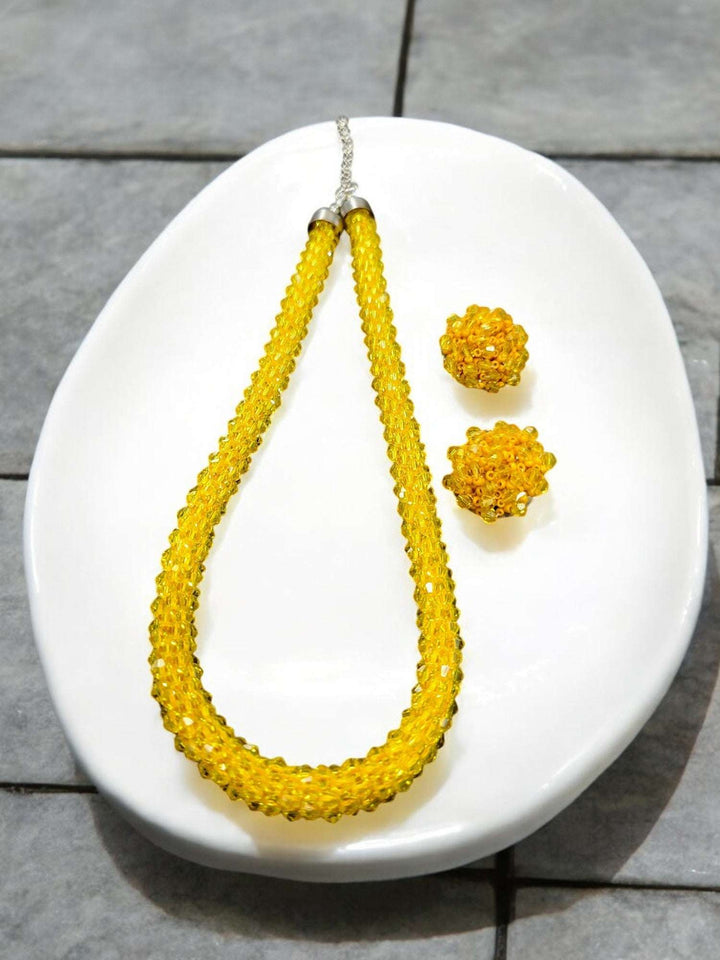 Chhoti Si Chamak – Crystal Necklace with Small Statement Studs (Available in 4 colors – Adjustable, Everyday Glam)