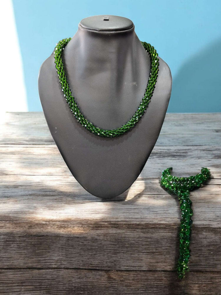 Noor-e-Jalwa – Handmade Crystal Bead Necklace / Necklace with Earrings -Adjustable -(Available in 16 Stunning Colors)