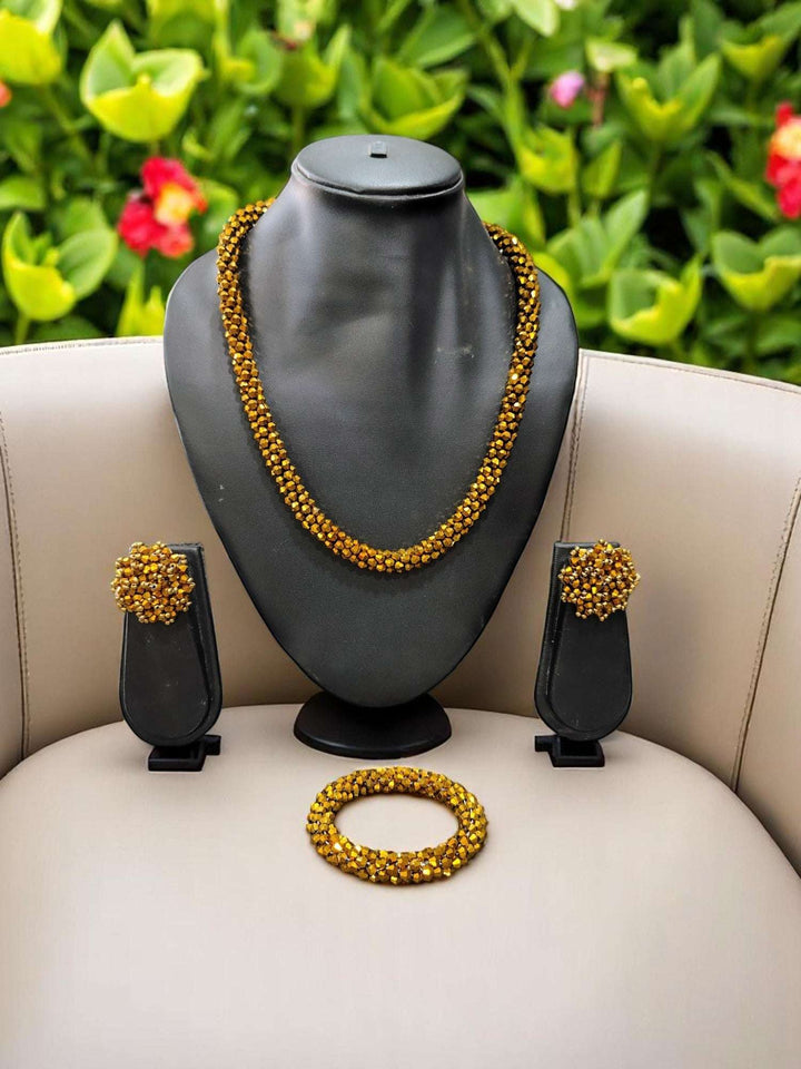 Sitaaron Ki Jhalak – 3-Piece Handmade Crystal Bead Set (Adjustable Necklace + Earrings + Adjustable Bangle )-14 Colors Avaialble