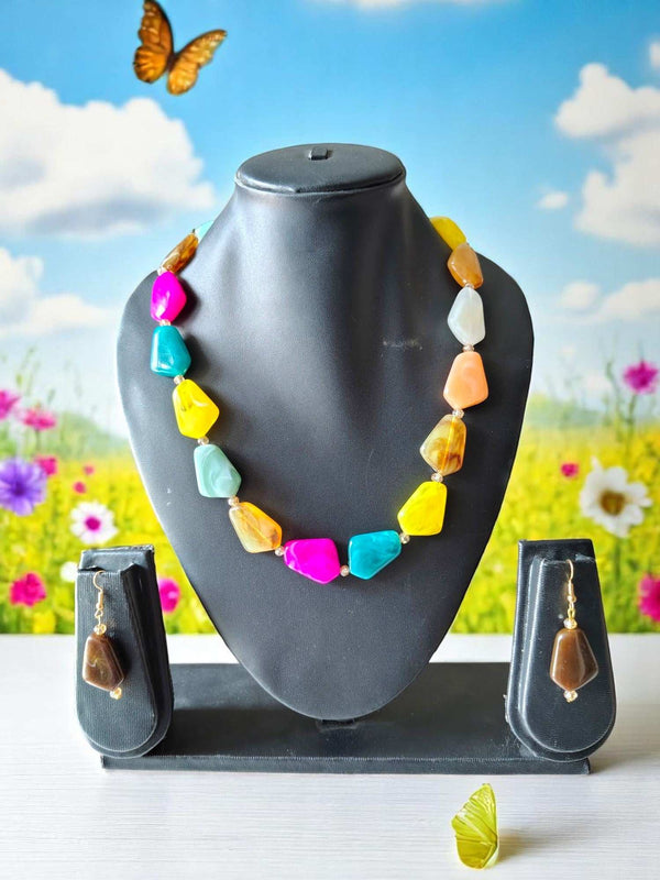 Rangon Ka Jadoo – Vibrant Stone Necklace Set for Bold Looks