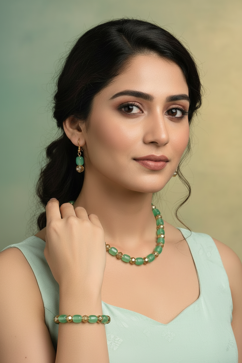 Shaadi Wale Rang – Beaded Necklace, Earrings & Bracelet Set
