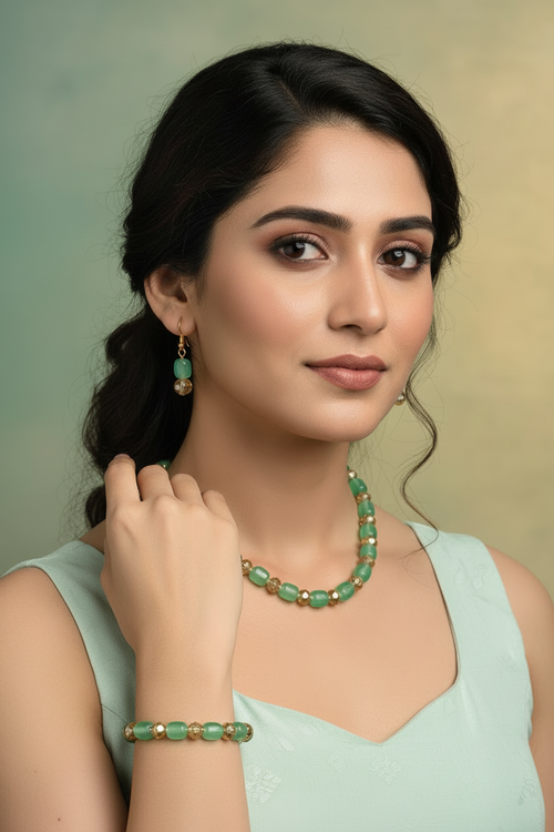 Shaadi Wale Rang – Beaded Necklace, Earrings & Bracelet Set