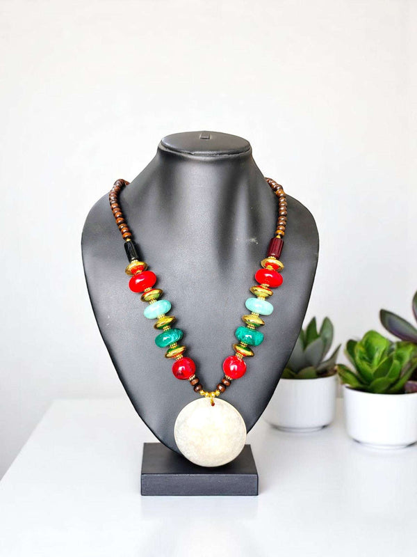 Moonbeam Resin Pendant Necklace – Multi-color Boho Glam