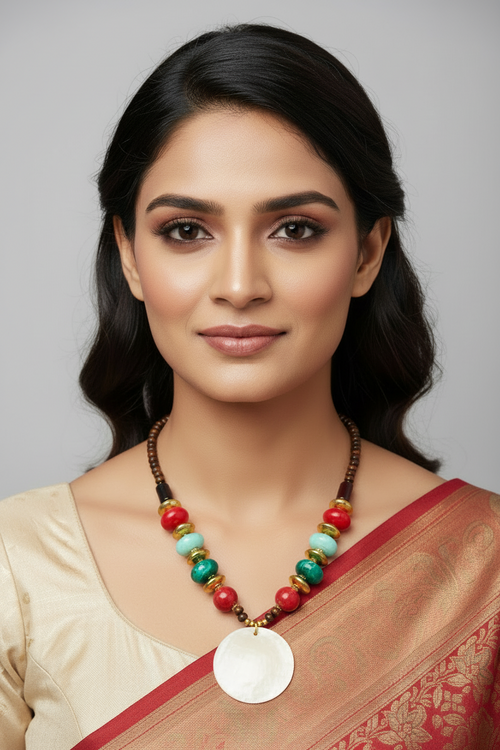 Moonbeam Resin Pendant Necklace – Multi-color Boho Glam