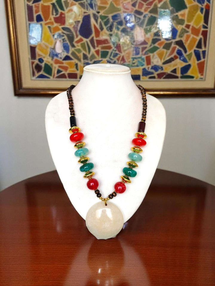 Moonbeam Resin Pendant Necklace – Multi-color Boho Glam