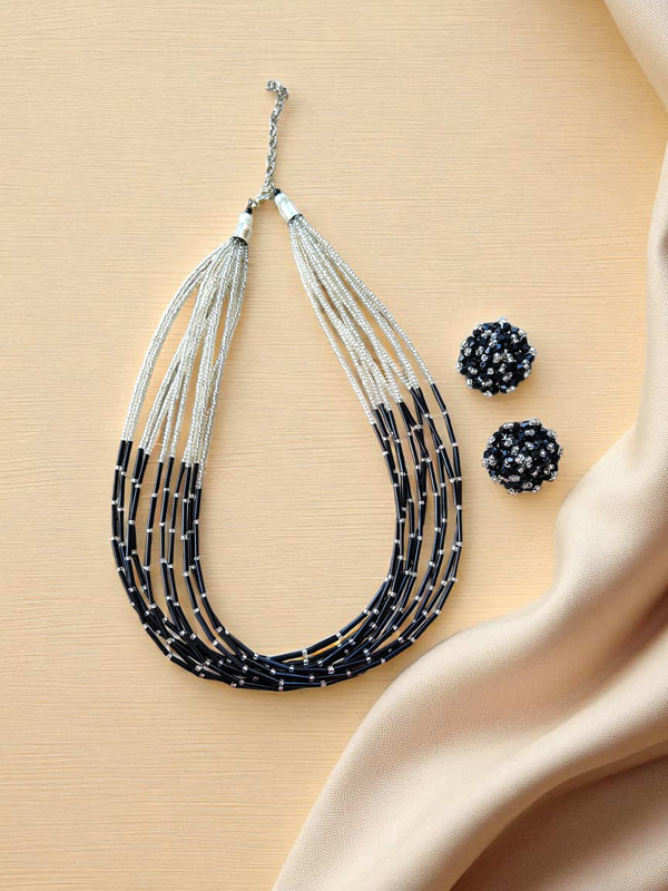 Midnight Drama – Anti Tarnish Dual-Tone Pipe Necklace Set - 2 Variants