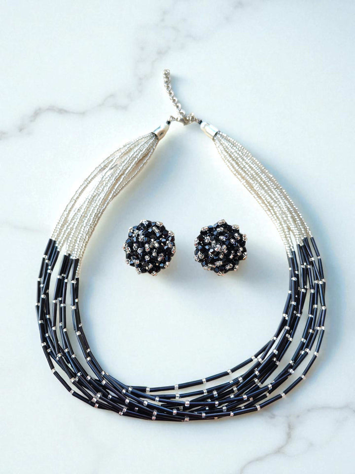 Midnight Drama – Anti Tarnish Dual-Tone Pipe Necklace Set - 2 Variants