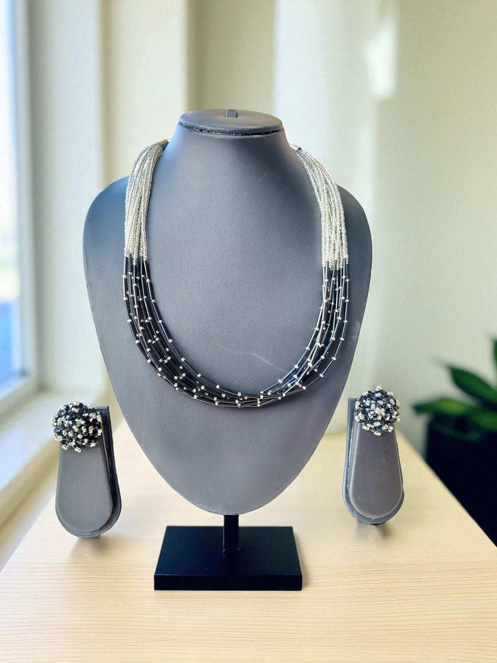 Midnight Drama – Anti Tarnish Dual-Tone Pipe Necklace Set - 2 Variants