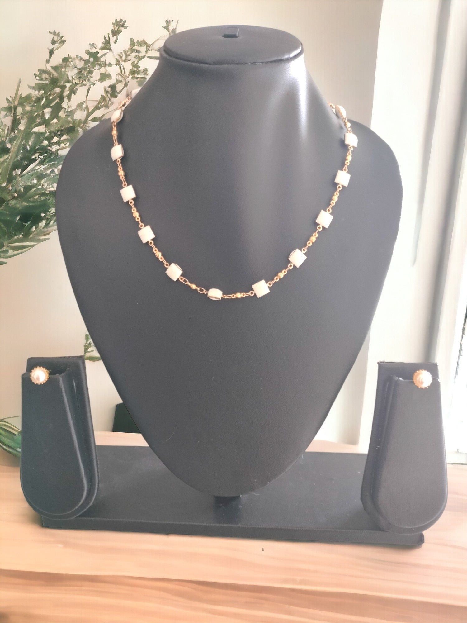 Cubist Charm Necklace & Earrings Set-Handmade
