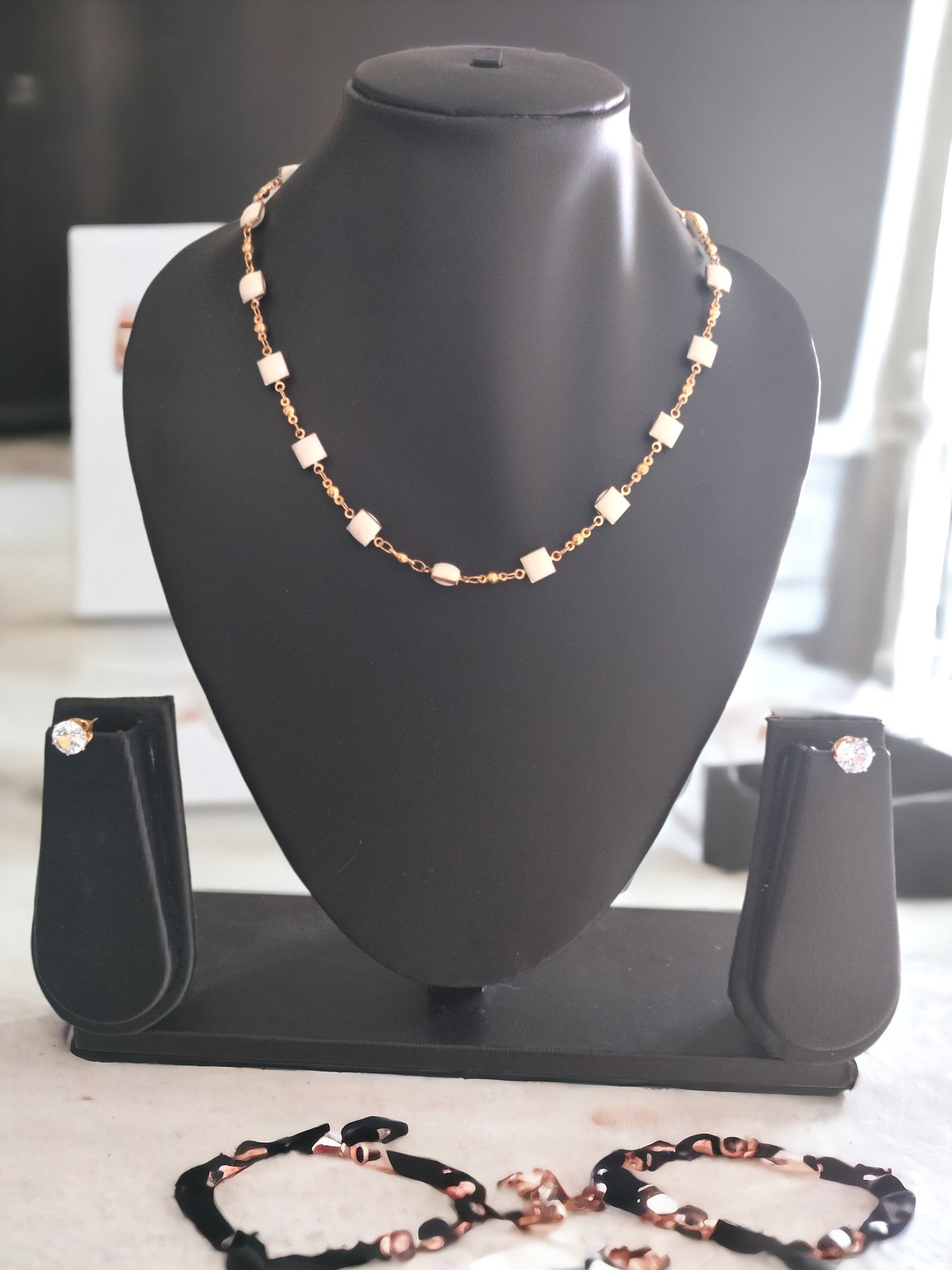 Cubist Charm Necklace & Earrings Set-Handmade