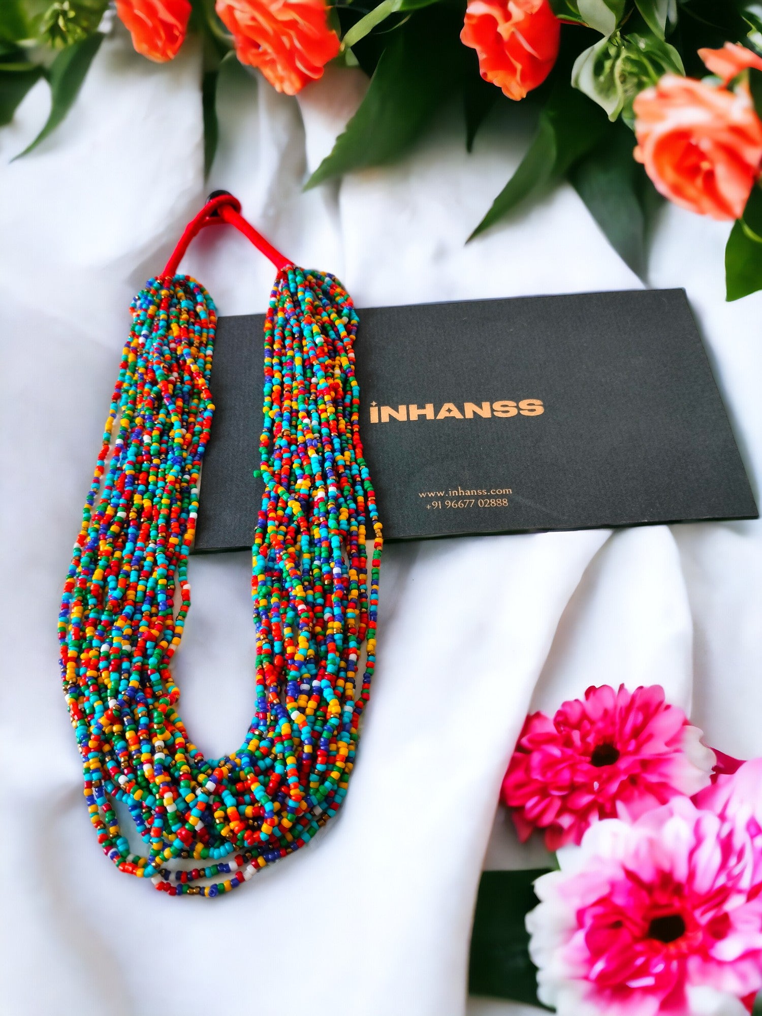 Spectrum Splendour: Handmade Multi-Layered Beaded Necklace & Earring Set (20 Layers)
