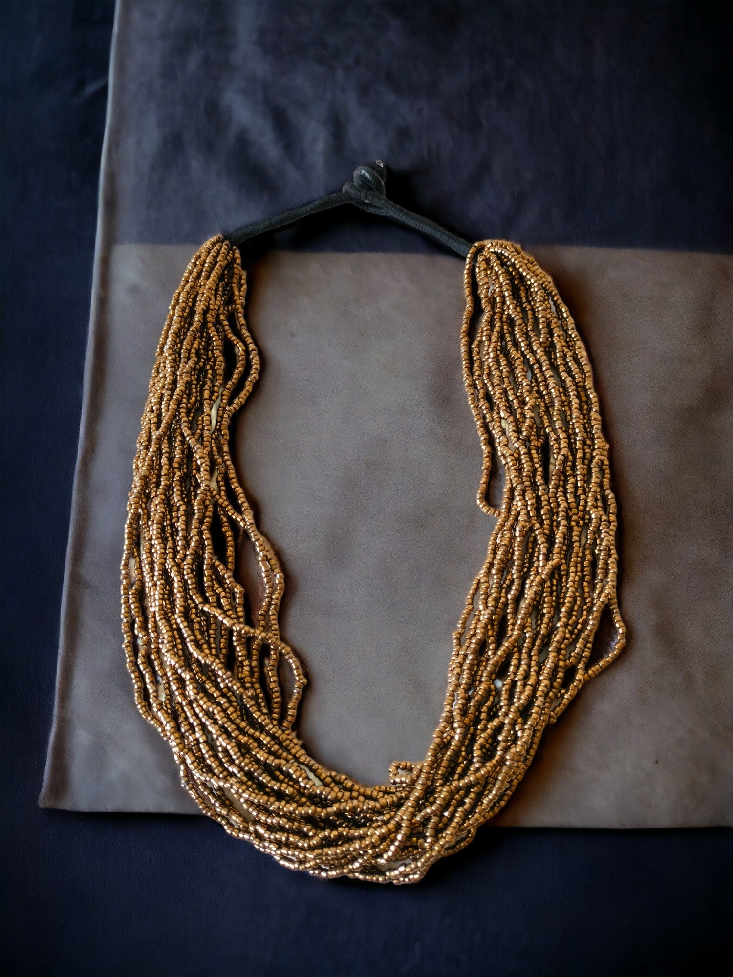 Golden Harvest: Handmade Multi-Layered Beaded Necklace & Earrings (20 Layers)
