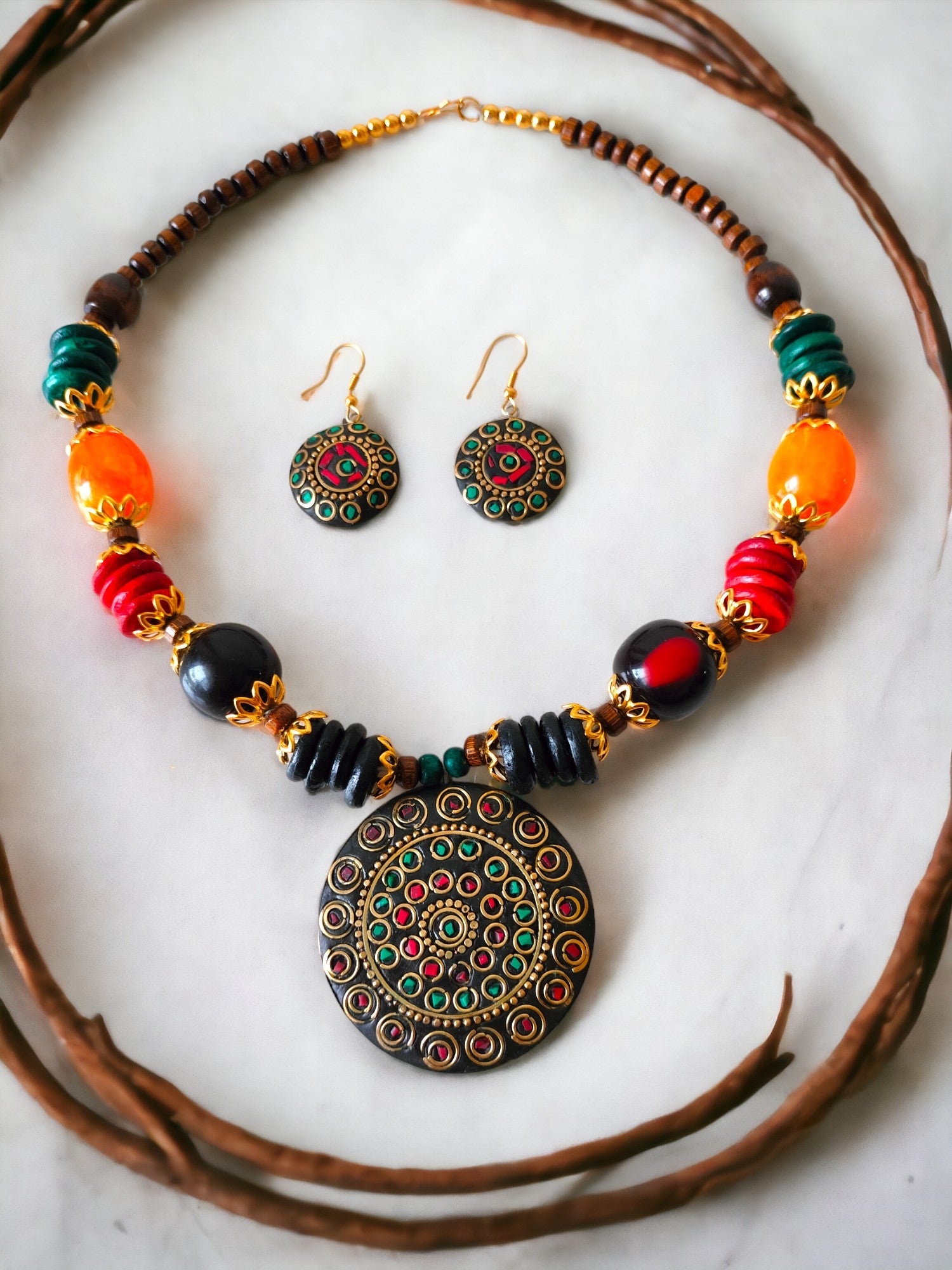 Brass Majesty: Handmade Statement Necklace Set