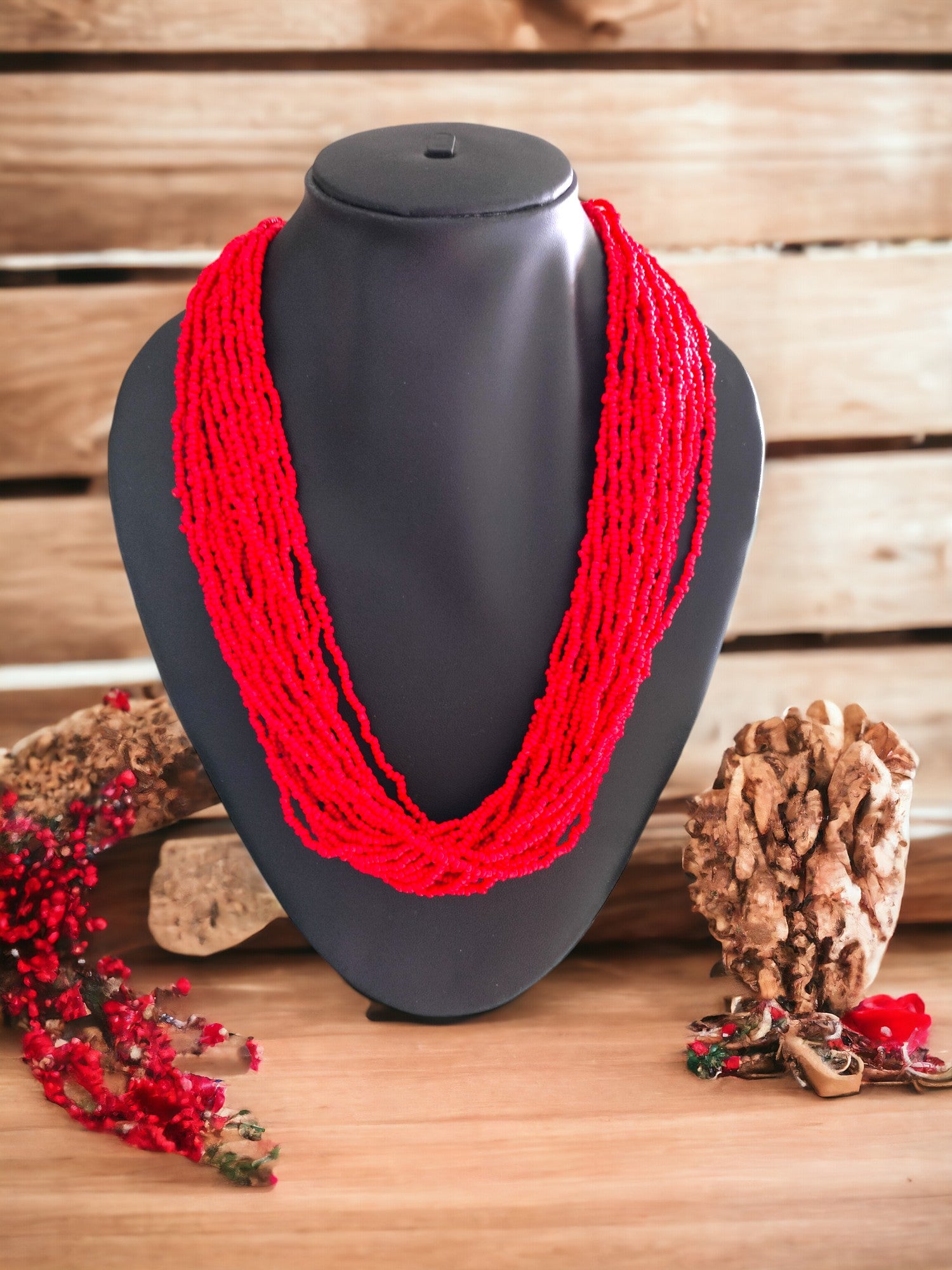 Crimson Tide Beaded Necklace Set (20 Layers)