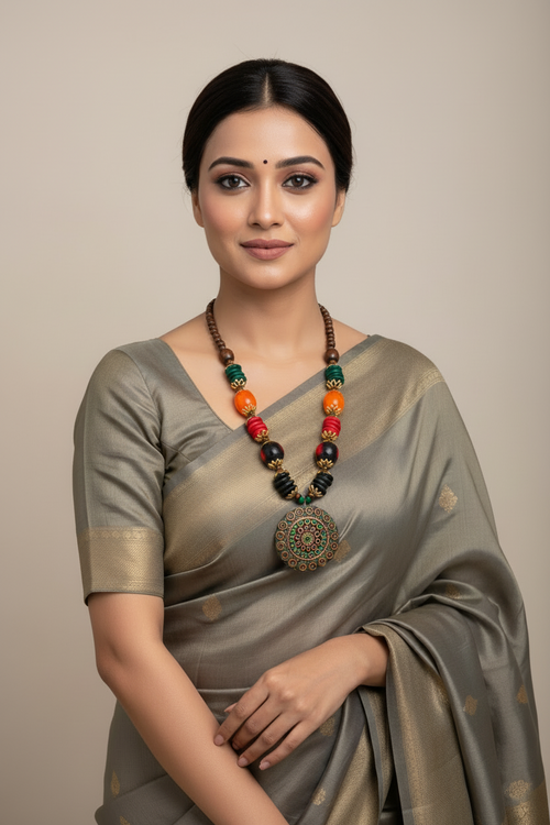 Brass Majesty: Handmade Statement Necklace Set