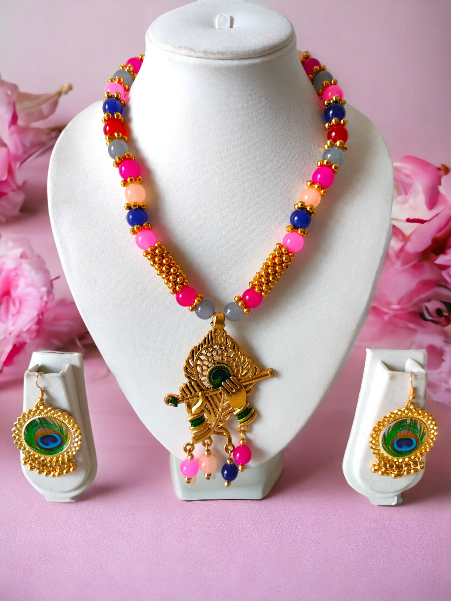 Radiant Mor Pankh Symphony Necklace Set-Handmade