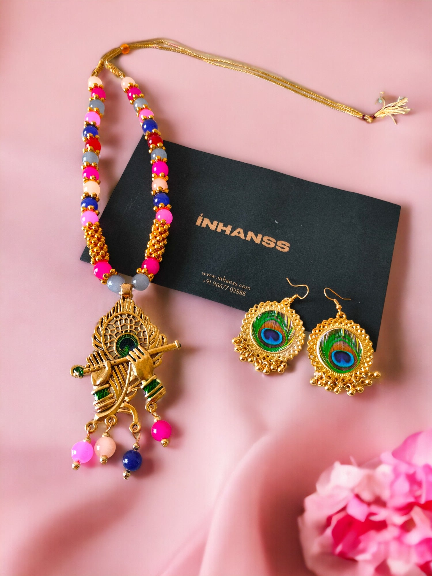 Radiant Mor Pankh Symphony Necklace Set-Handmade