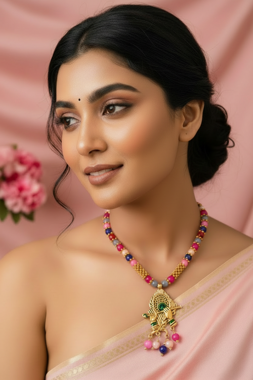 Radiant Mor Pankh Symphony Necklace Set-Handmade