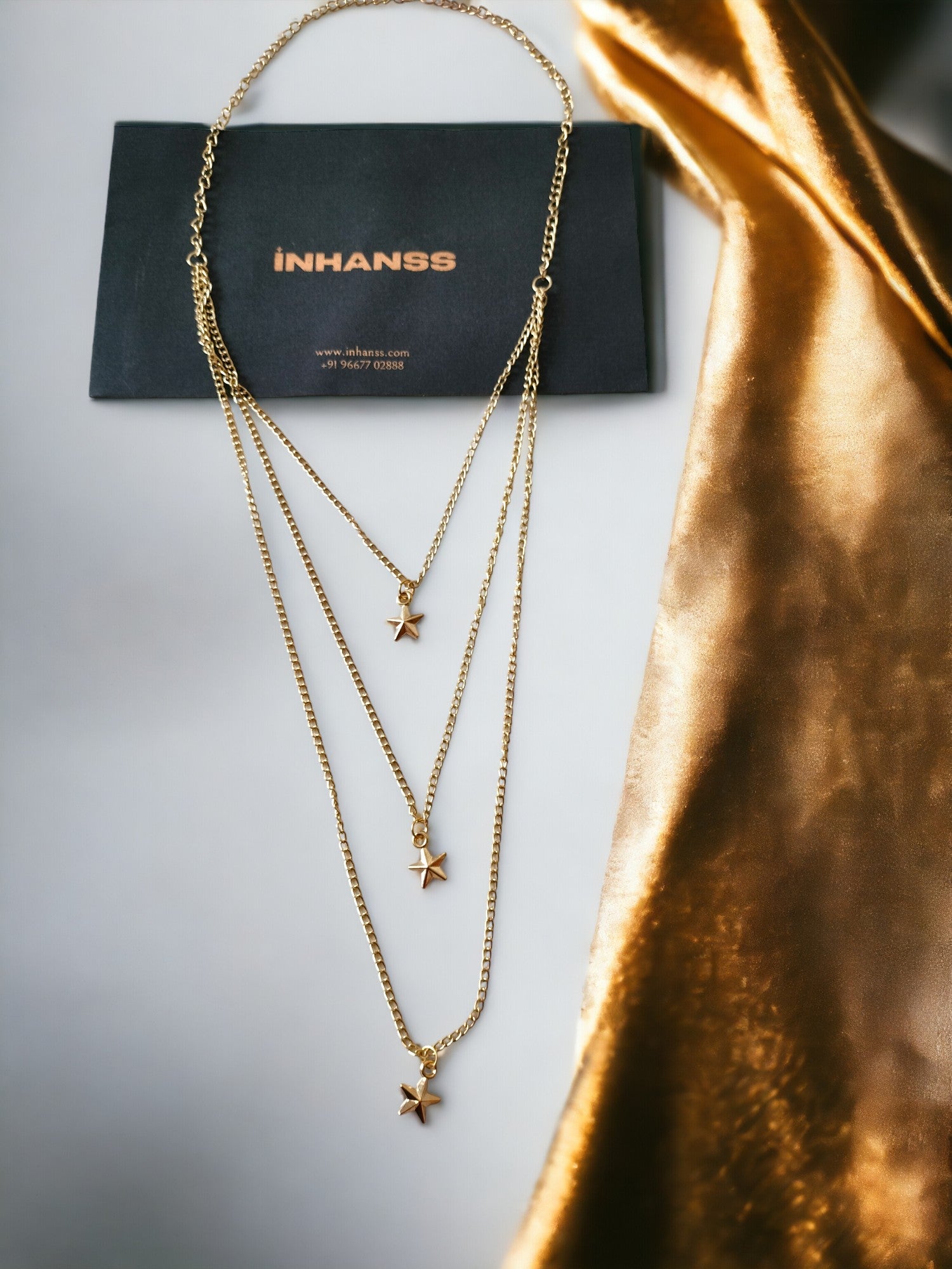 Golden Starfall 3-Layer Chain Necklace-Handmade