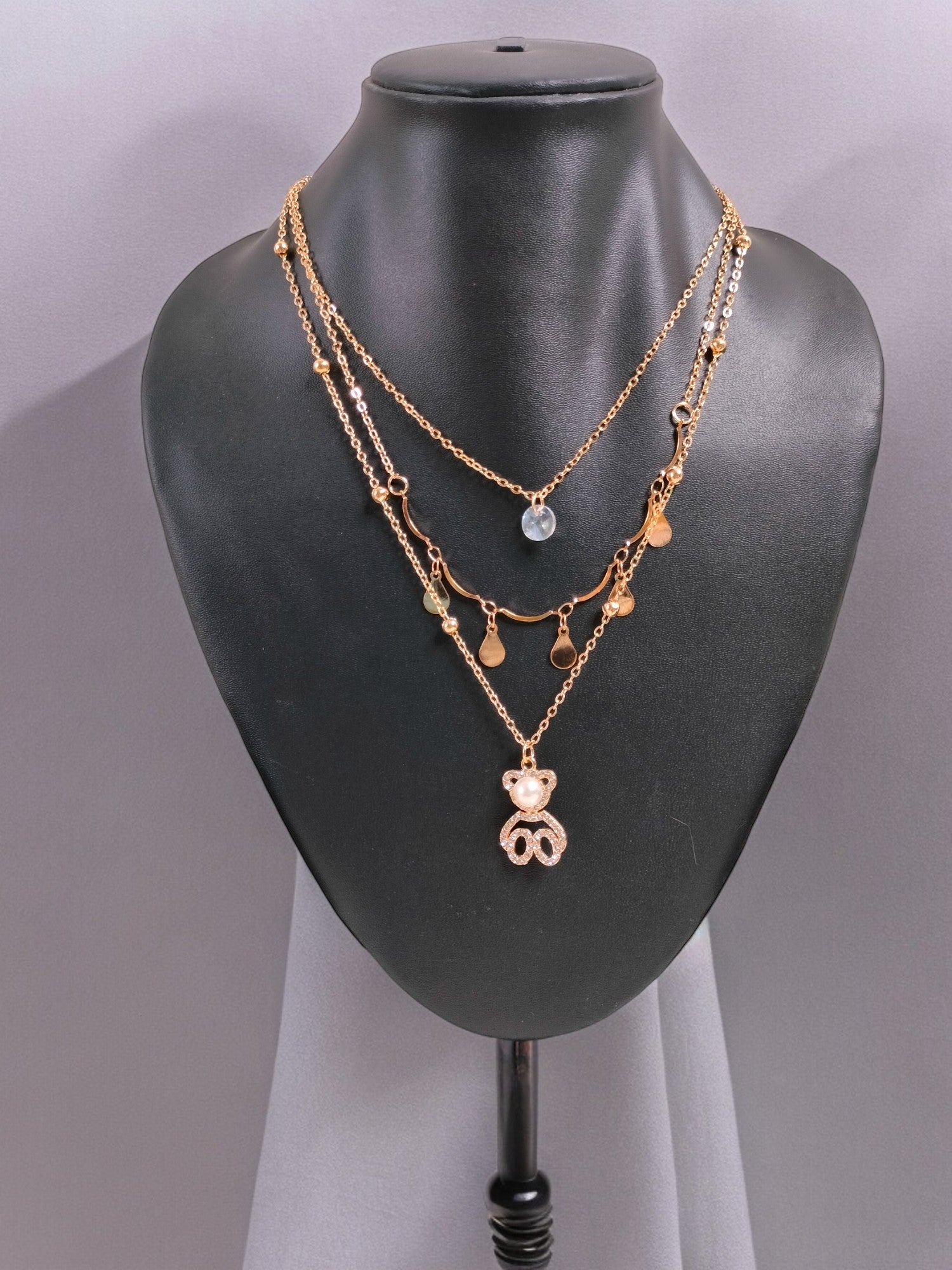Teddy Charm Multi Layered Necklace