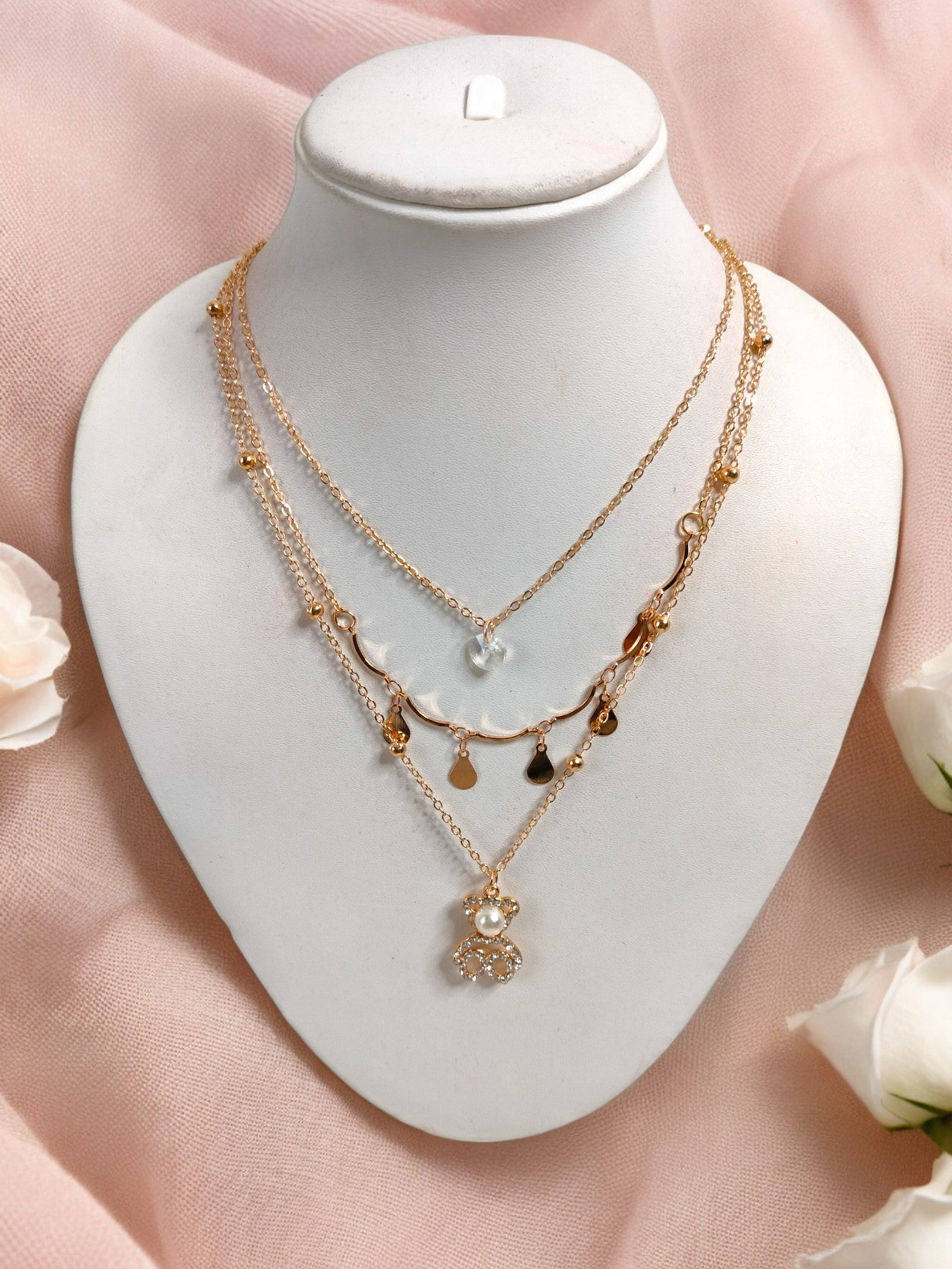 Teddy Charm Multi Layered Necklace