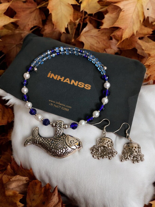 Enchanted Fish Pendant Necklace Set-Handmade