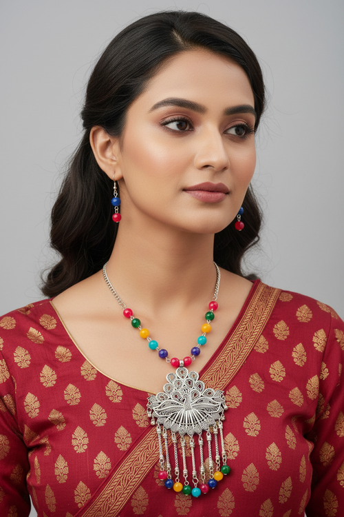 Peacock Symphony- Handmade Oxidized Set