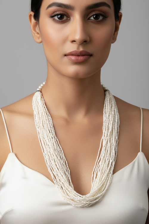 Ivory Cascade Elegance Necklace - Handmade