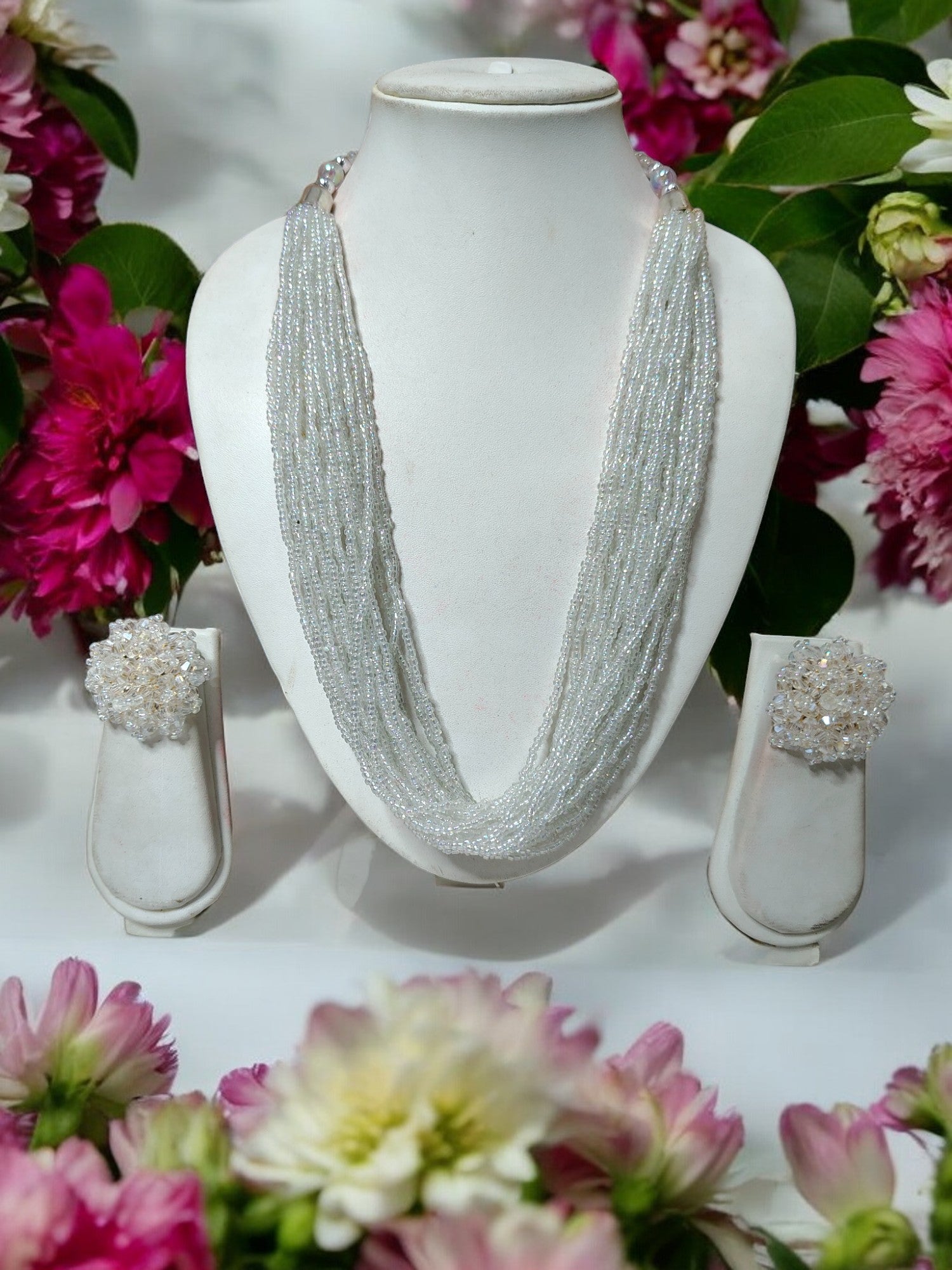 Handmade Luminous Elegance Multi-Layered Necklace Set-(24  Layers)
