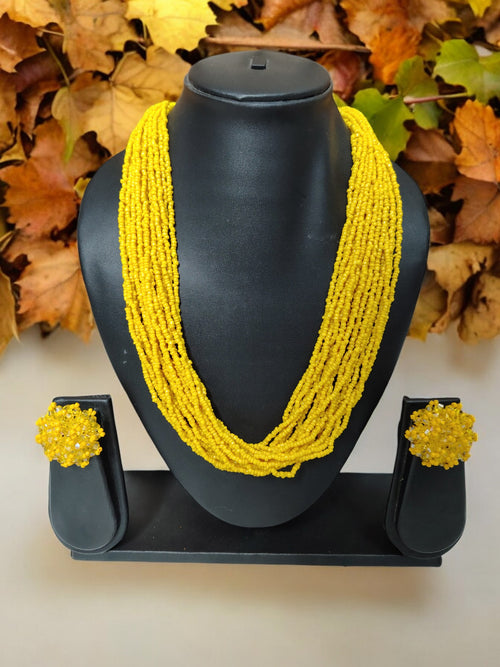 Sunburst Symphony: Handmade Multi-Layered Beaded Necklace(20 Layers)