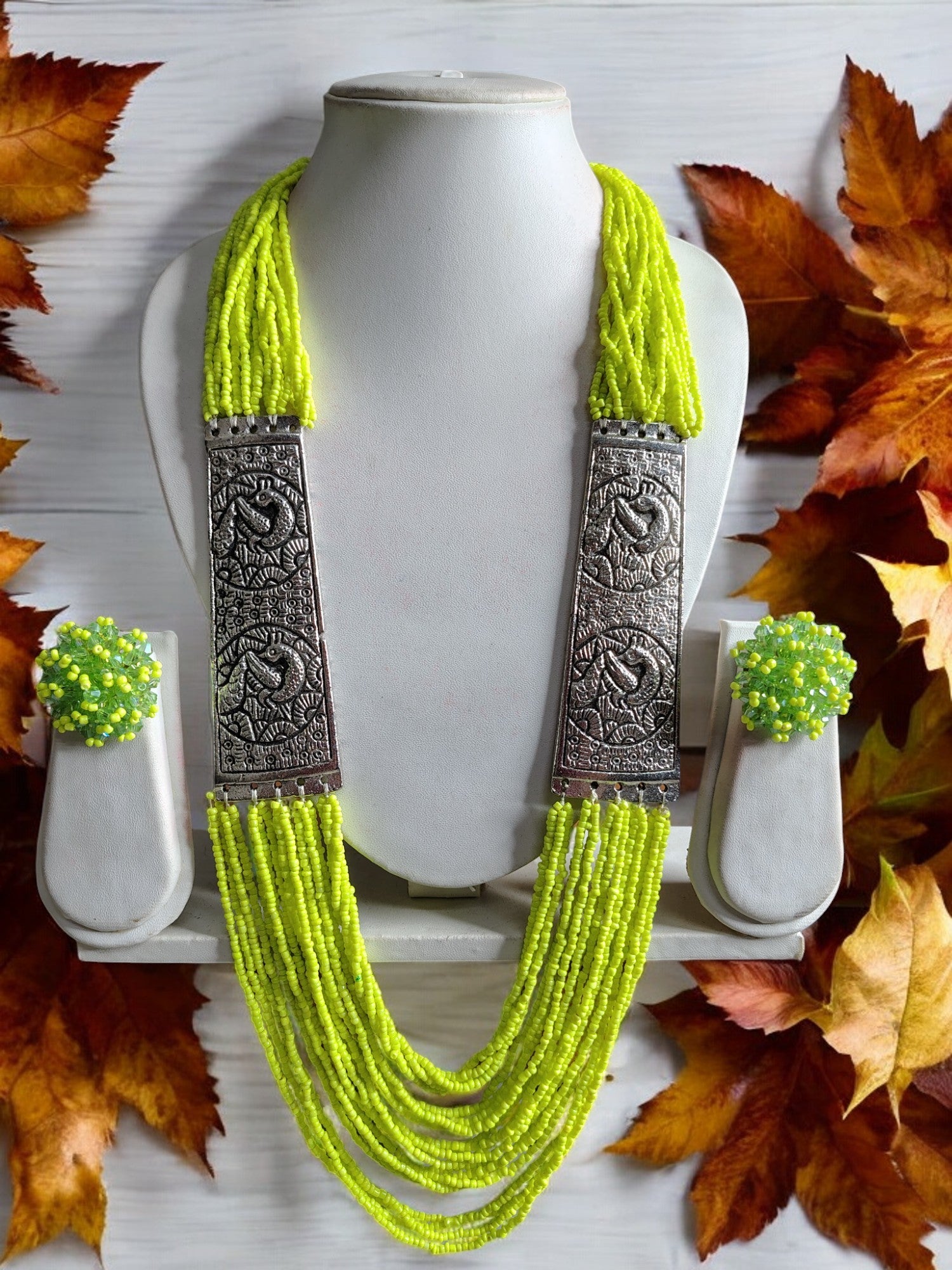 Majesty Handmade Statement Necklace With Matching Earrings -12 Colours Available