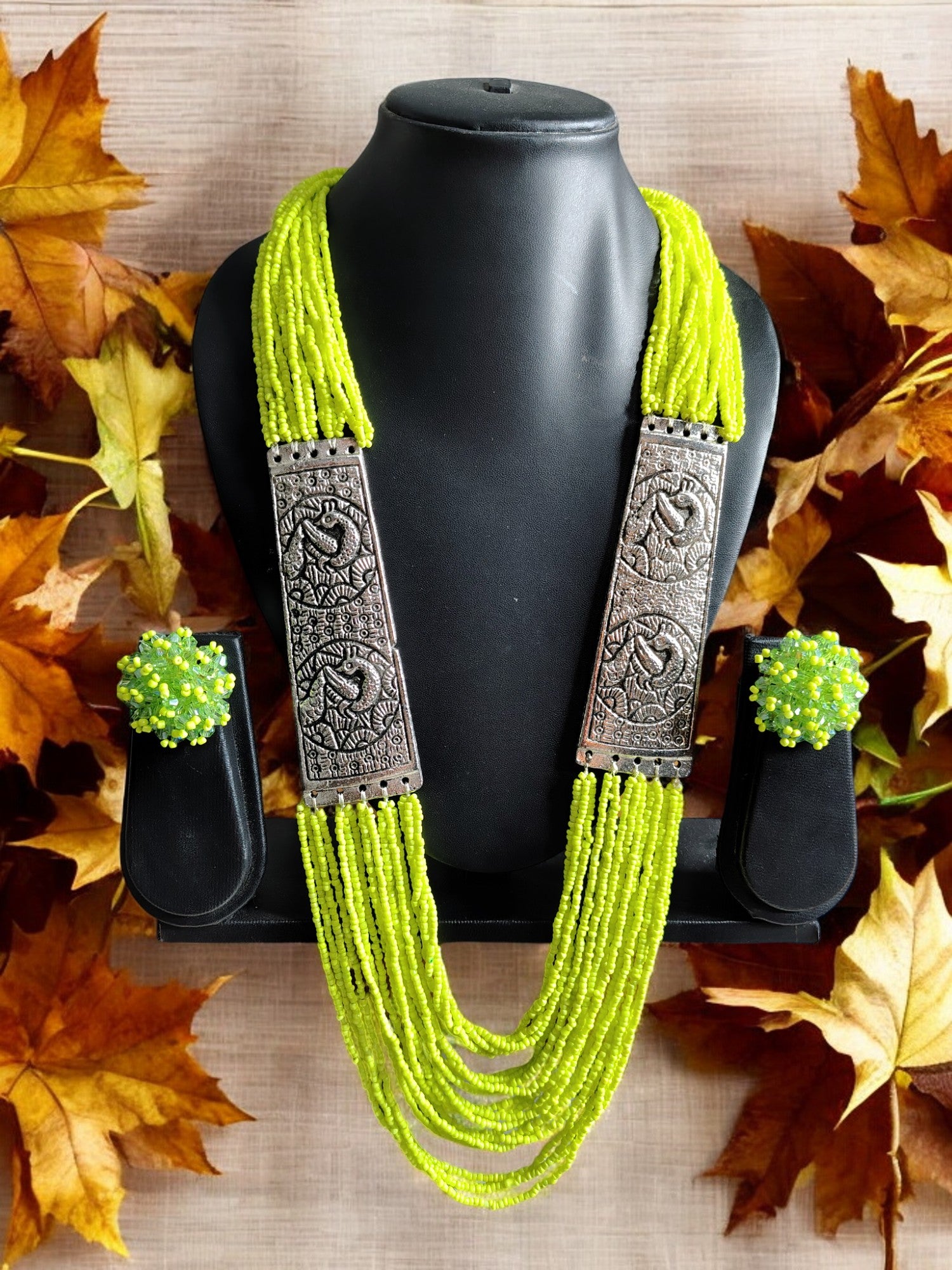Majesty Handmade Statement Necklace With Matching Earrings -12 Colours Available
