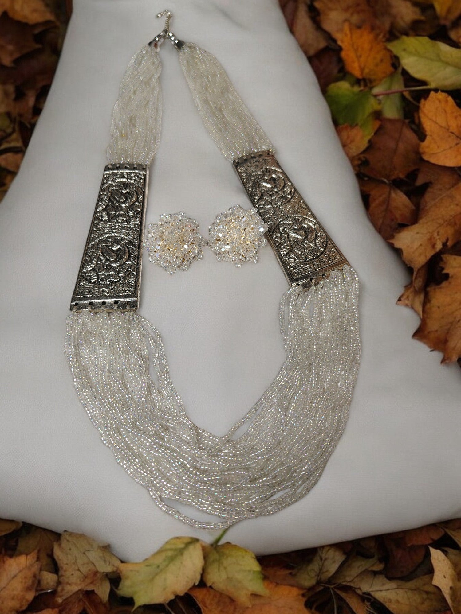 Majesty Handmade Statement Necklace With Matching Earrings -12 Colours Available