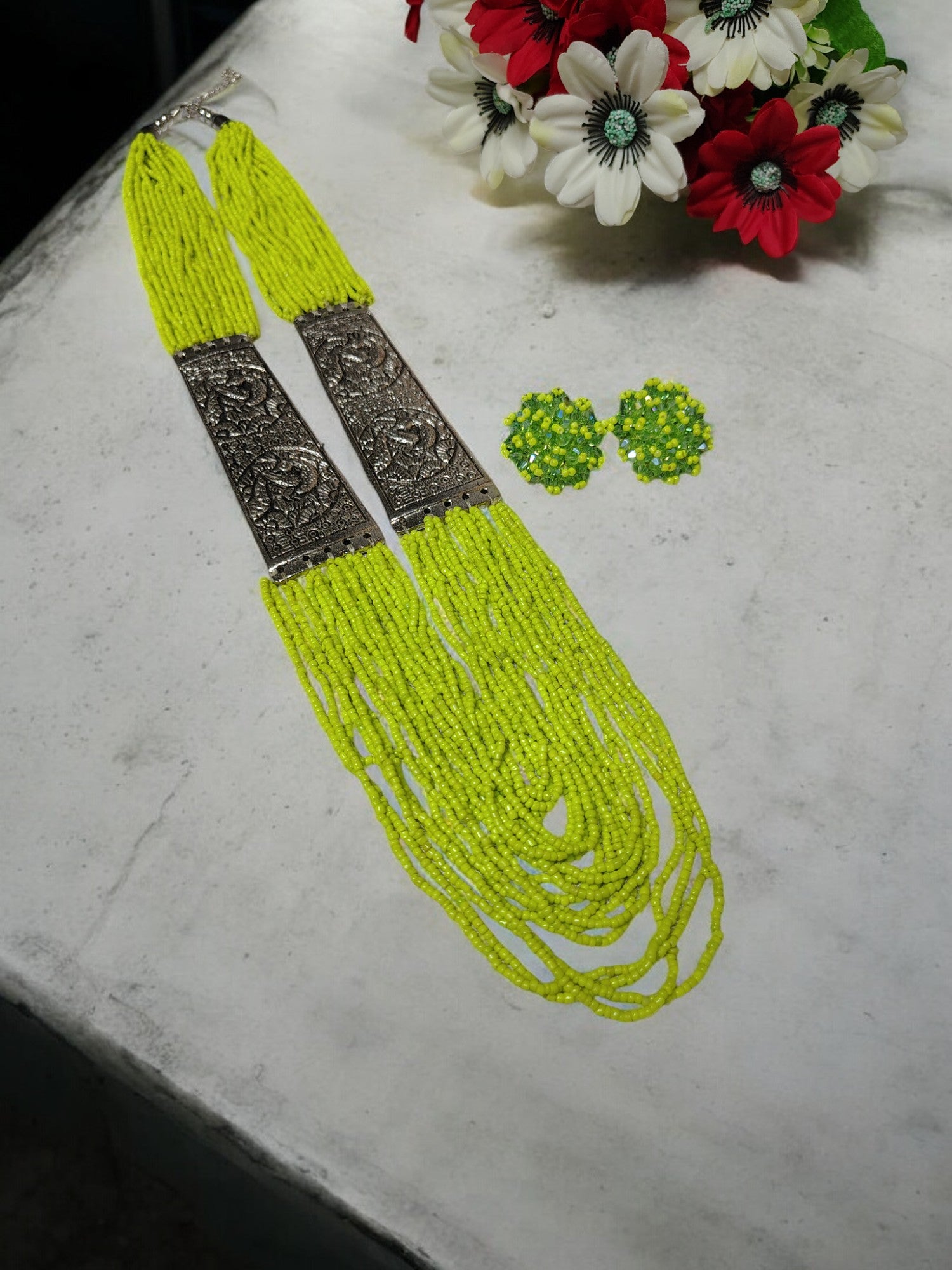 Majesty Handmade Statement Necklace With Matching Earrings -12 Colours Available