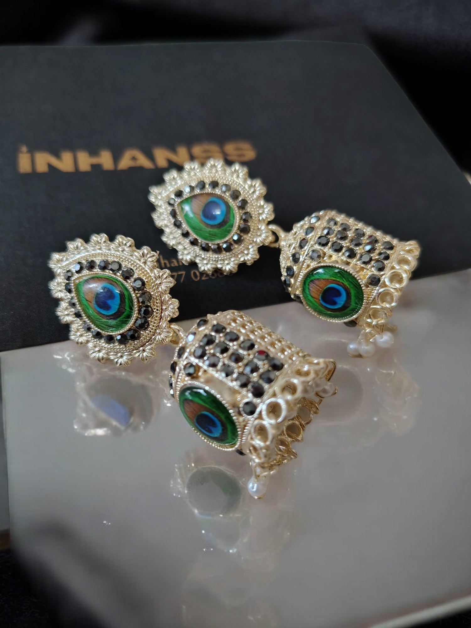 Peacock Enchantment Oxidized Jhumka