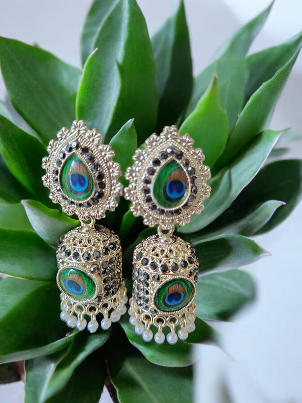 Peacock Enchantment Oxidized Jhumka