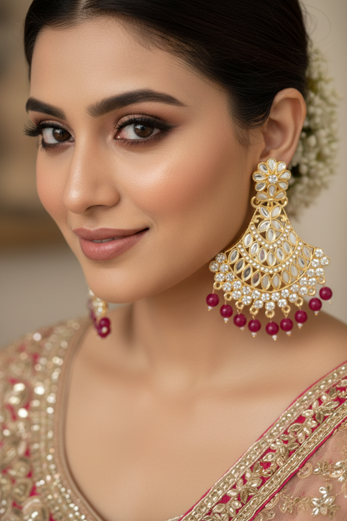 Radiant Maroon Shimmer Jhumka